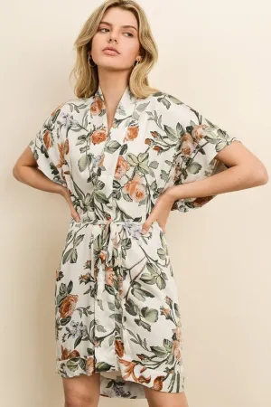 DREAMY FLORAL KIMONO DRESS CREAM