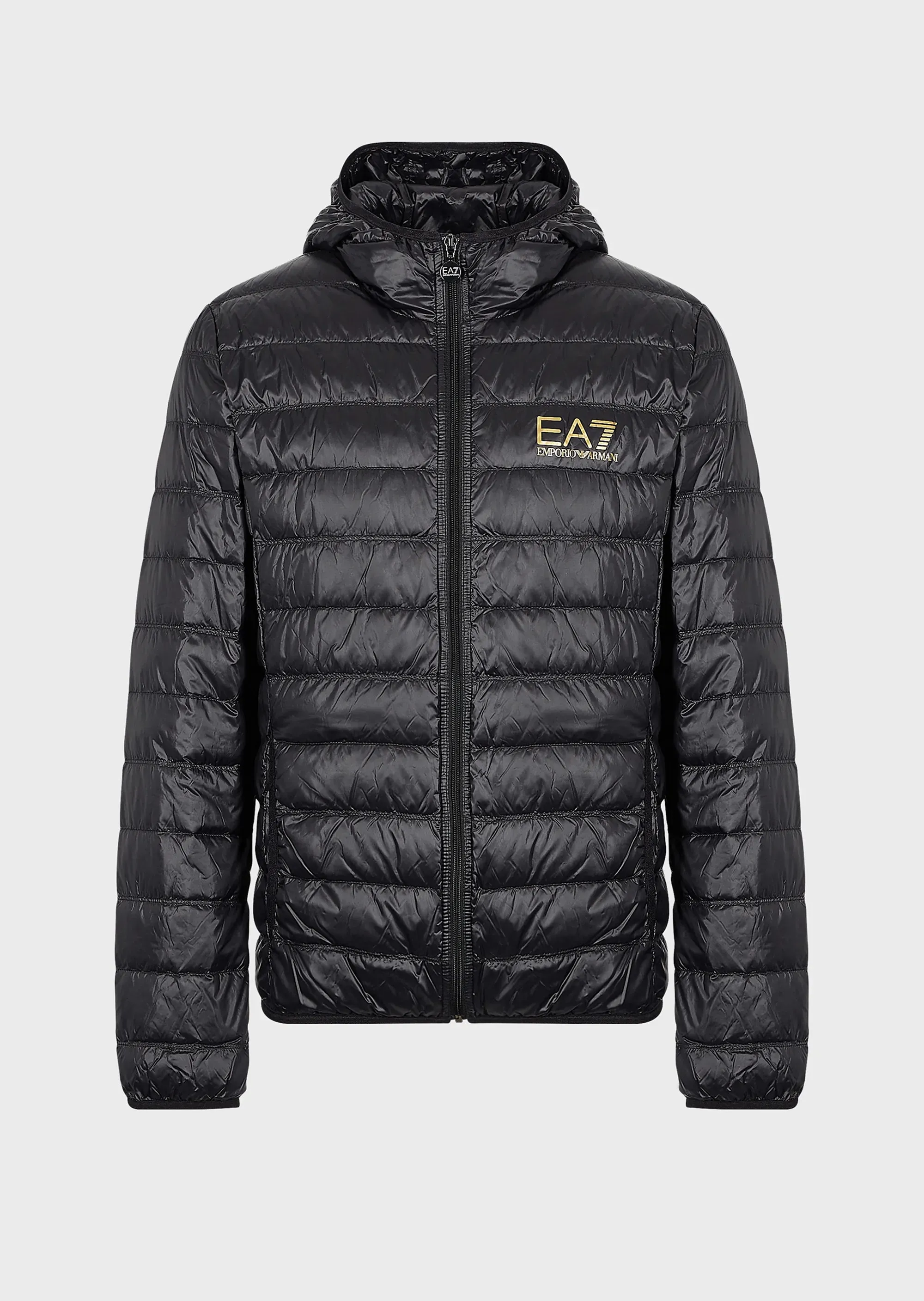 EA7 Emporio Armani 8Npb02 Hooded Down Puffer Jacket Black/Gold