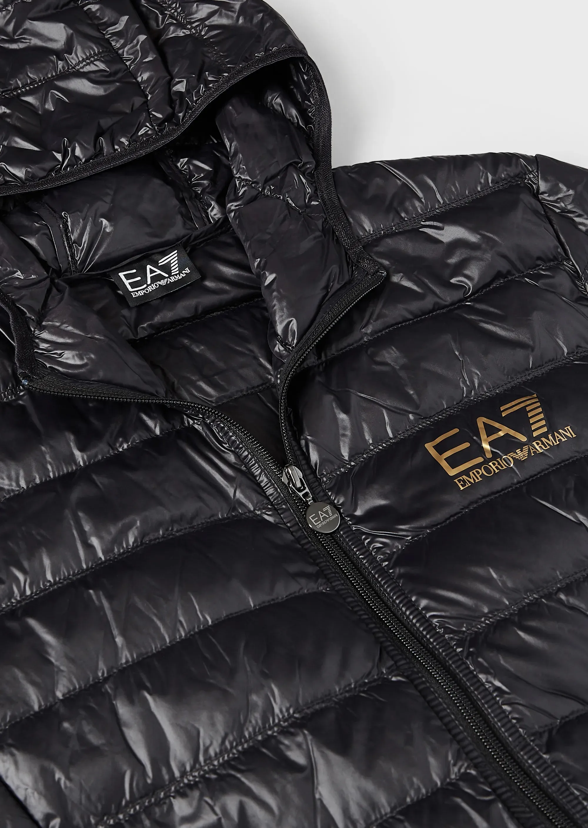 EA7 Emporio Armani 8Npb02 Hooded Down Puffer Jacket Black/Gold