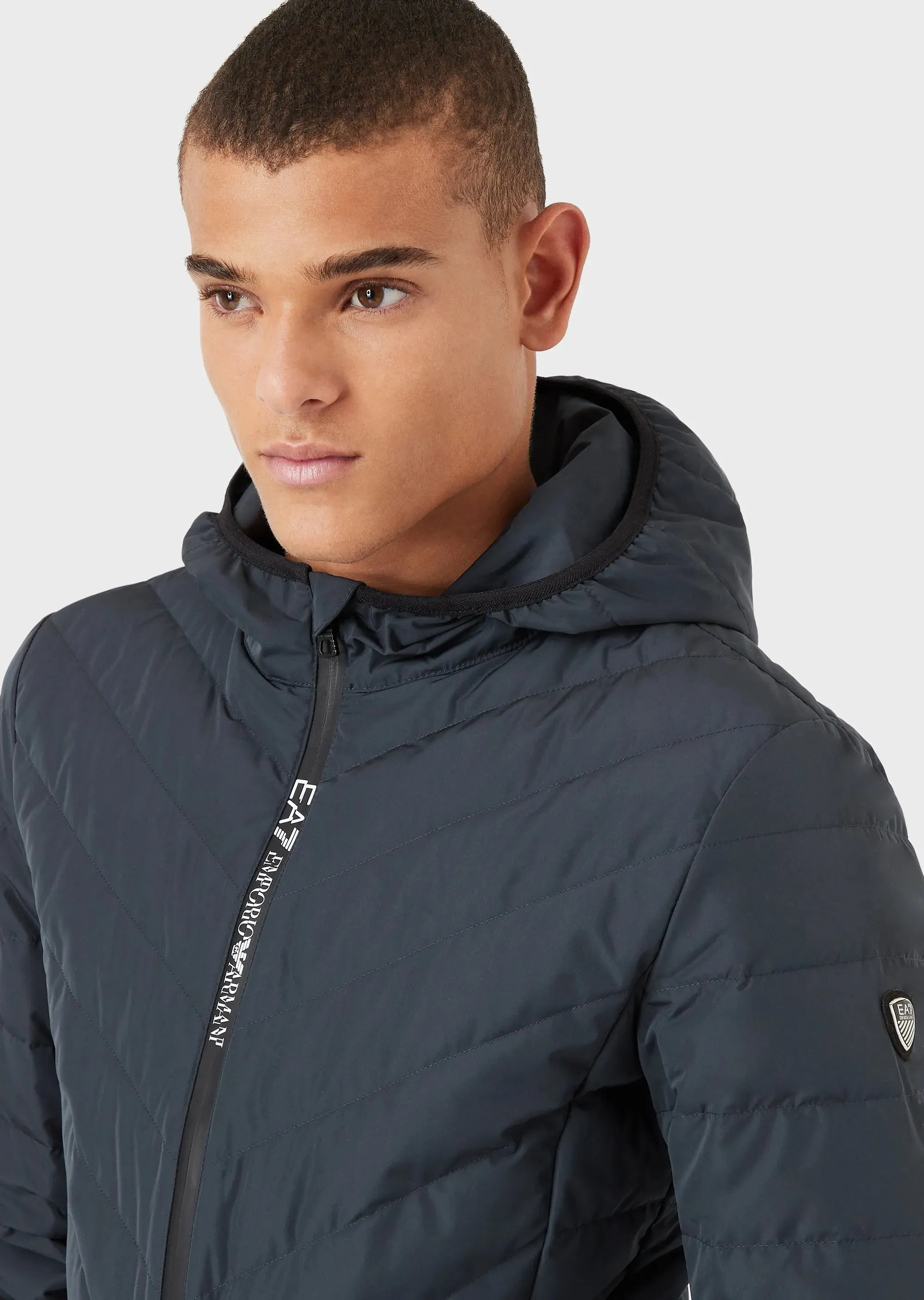 EA7 Emporio Armani 8Npb07 Sporty Hooded Down Puffer Jacket Blue
