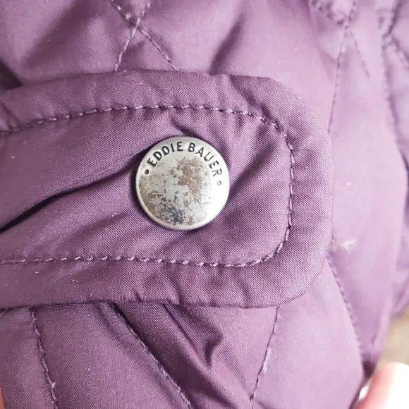 Eddie Bauer goose down purple puffer floral vest size small