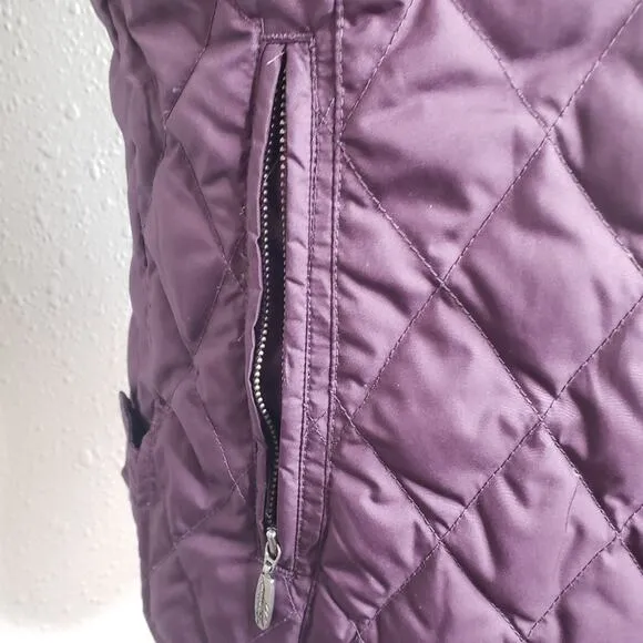 Eddie Bauer goose down purple puffer floral vest size small