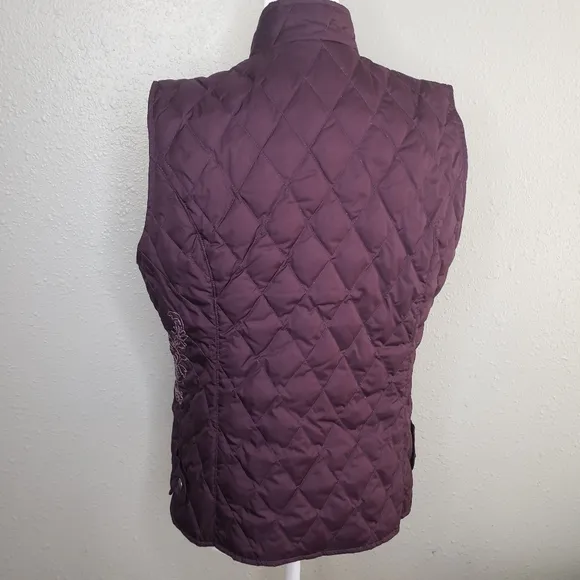 Eddie Bauer goose down purple puffer floral vest size small
