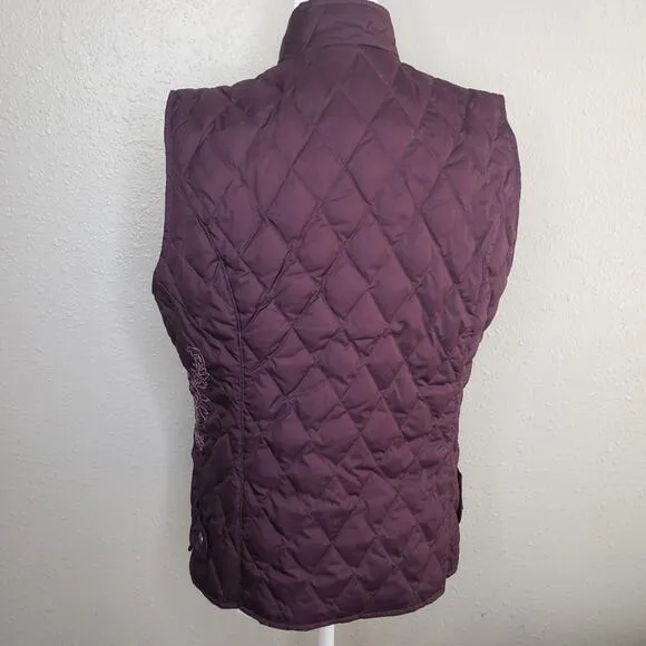 Eddie Bauer goose down purple puffer floral vest size small