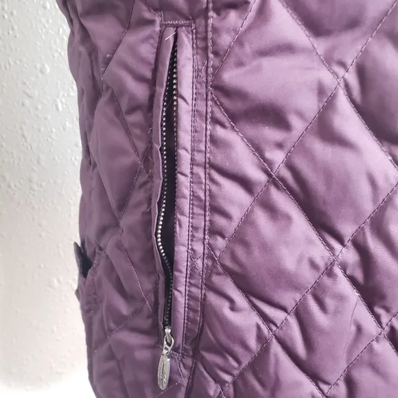 Eddie Bauer goose down purple puffer floral vest size small