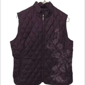 Eddie Bauer goose down purple puffer floral vest size small