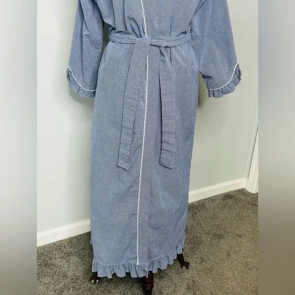 Eileen West Blue Gingham Lightweight Long Robe size S/M