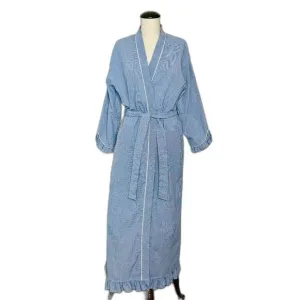 Eileen West Blue Gingham Lightweight Long Robe size S/M
