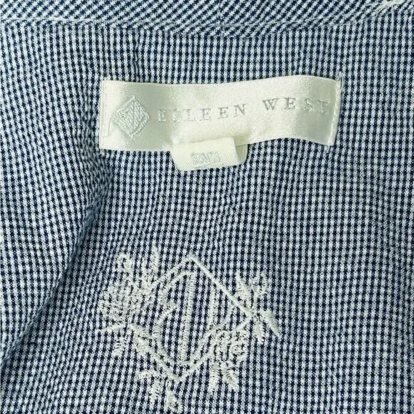 Eileen West Blue Gingham Lightweight Long Robe size S/M