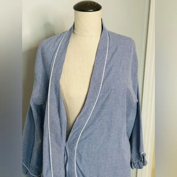 Eileen West Blue Gingham Lightweight Long Robe size S/M