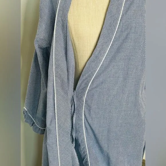 Eileen West Blue Gingham Lightweight Long Robe size S/M