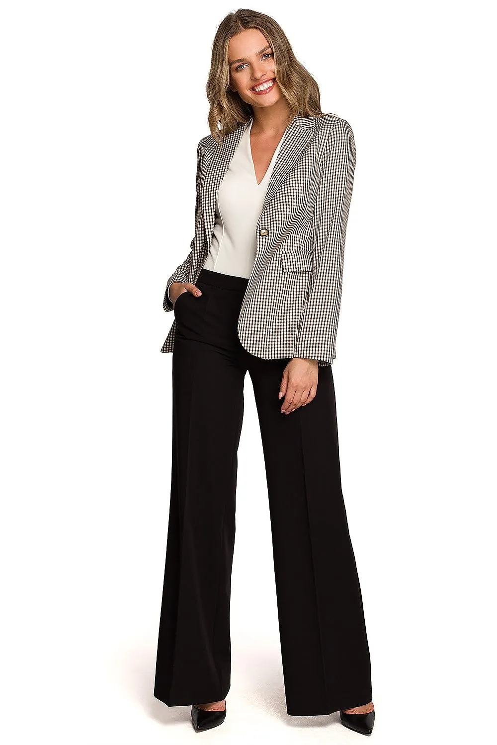 Elegant Check Pattern Blazer