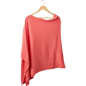 Elegant Solid Cotton Poncho - Coral