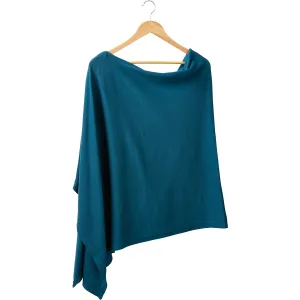 Elegant Solid Cotton Poncho - Teal