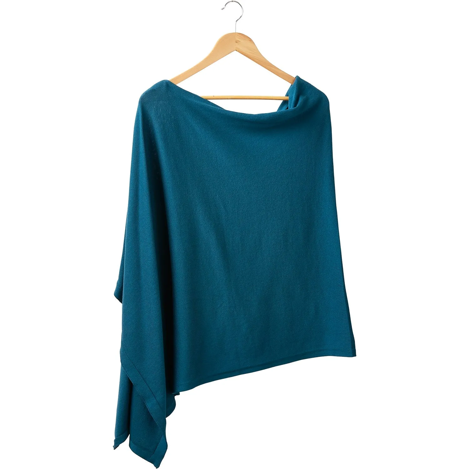 Elegant Solid Cotton Poncho - Teal