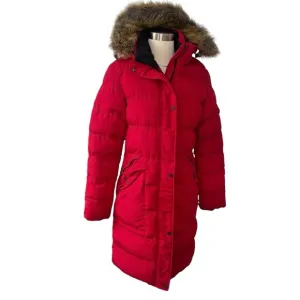 ELORA heavyweight insulated winter parka down alternative vegan red faux fur S