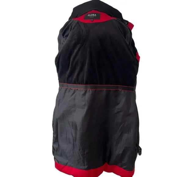 ELORA heavyweight insulated winter parka down alternative vegan red faux fur S