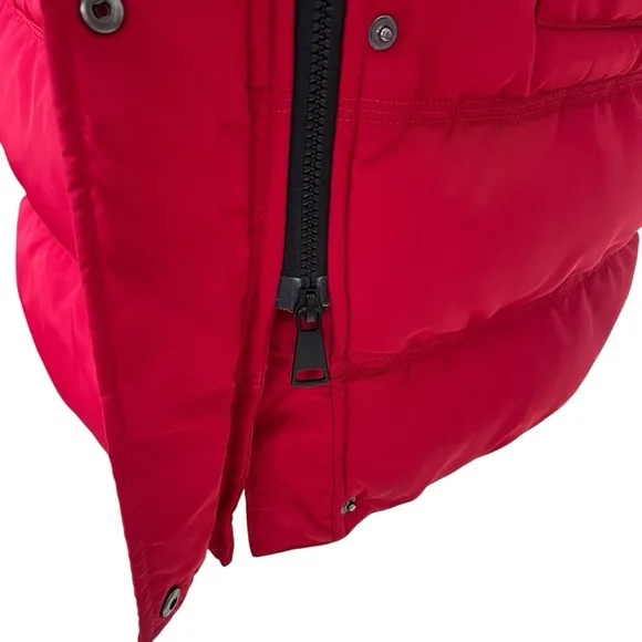 ELORA heavyweight insulated winter parka down alternative vegan red faux fur S
