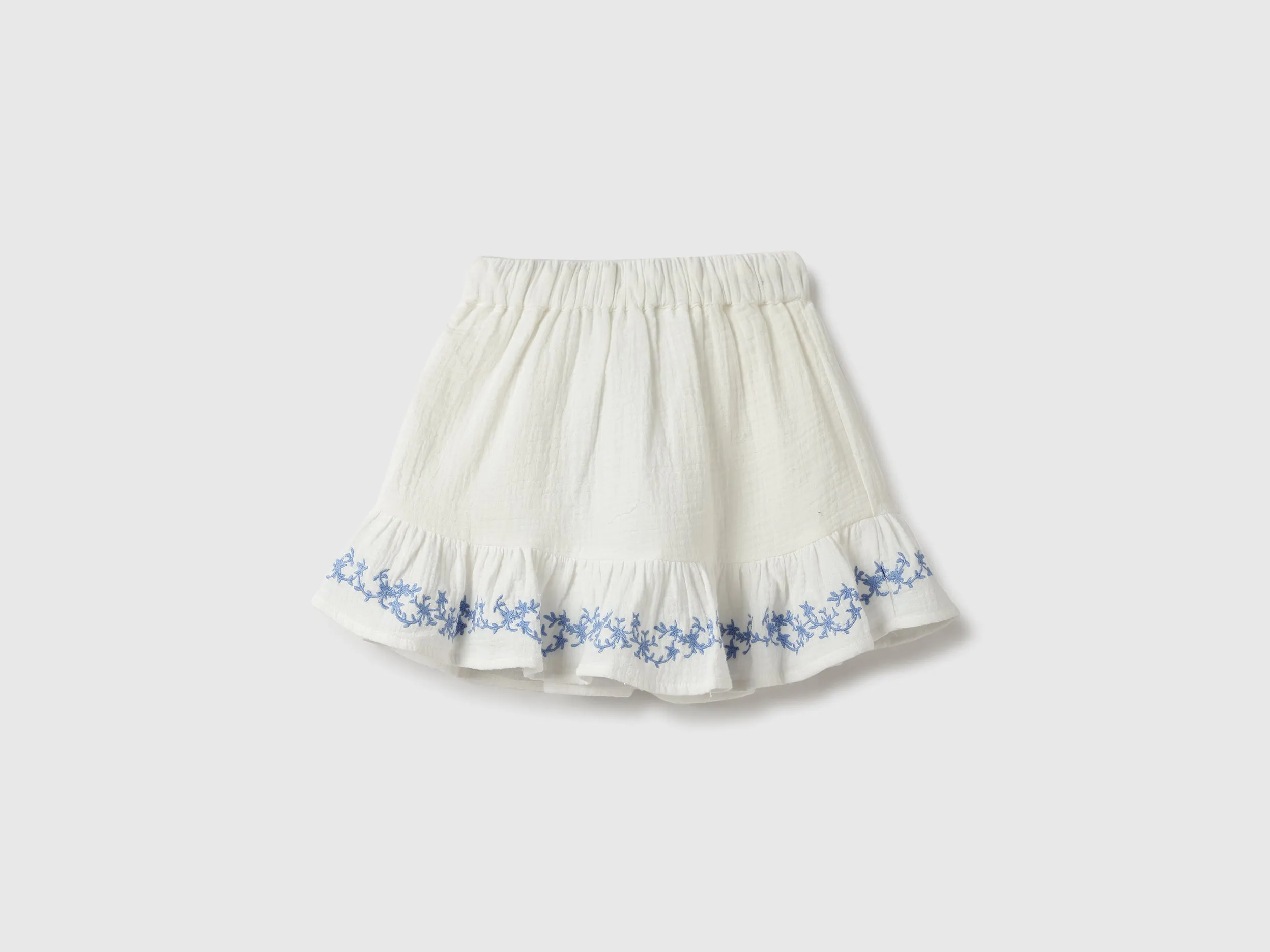 Embroidered Regular Fit Ruffled Skirt