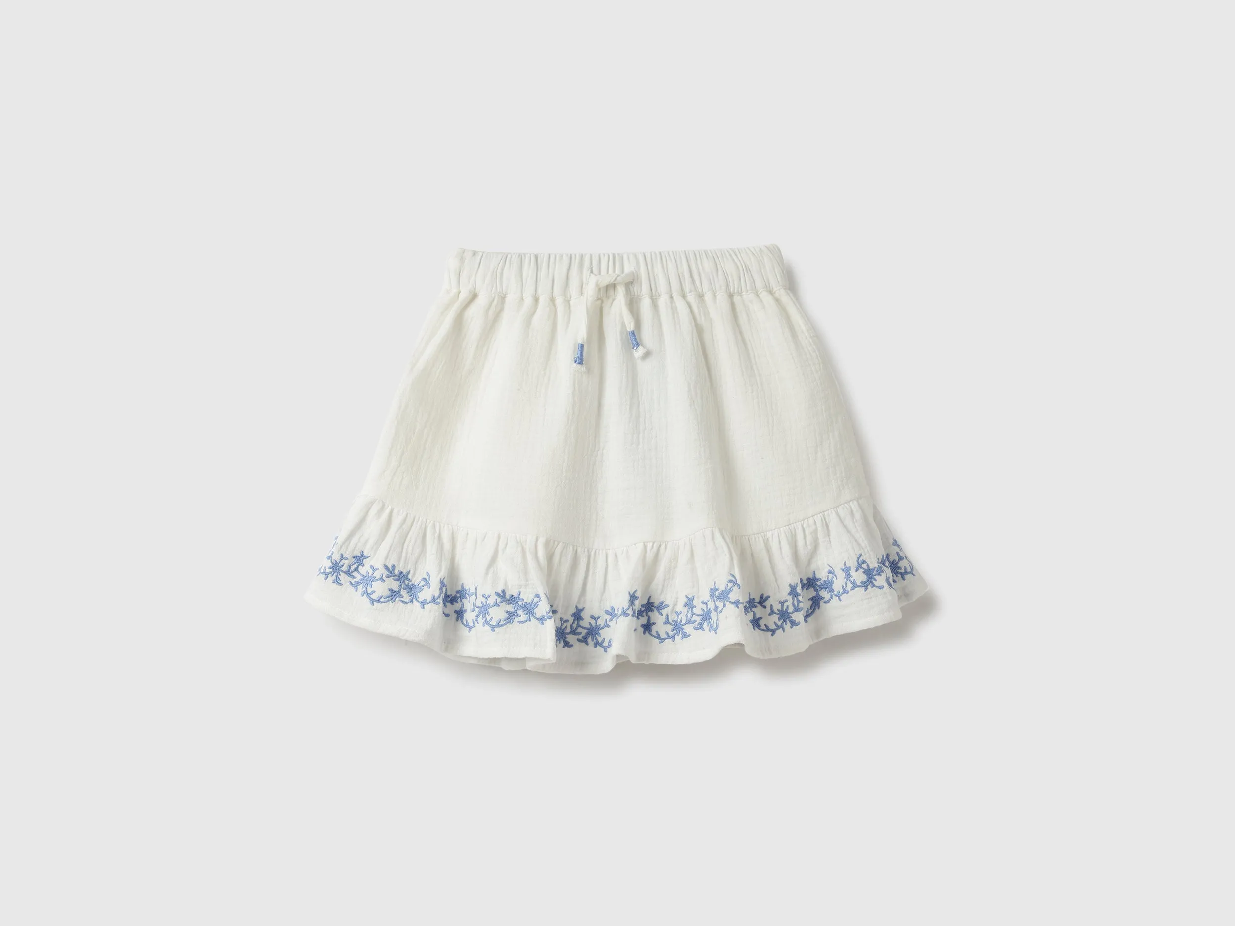 Embroidered Regular Fit Ruffled Skirt