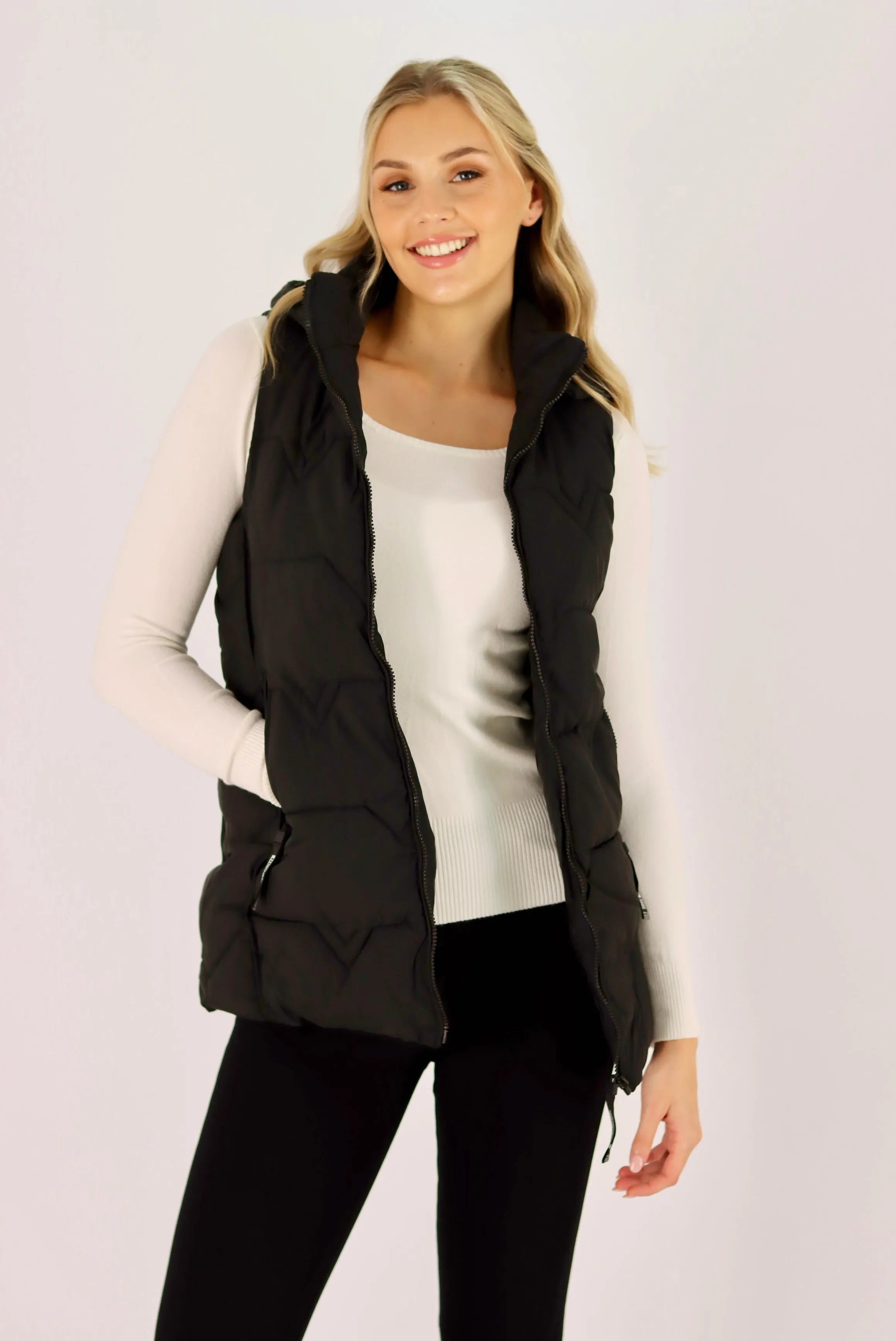Erin Black Puffer Vest