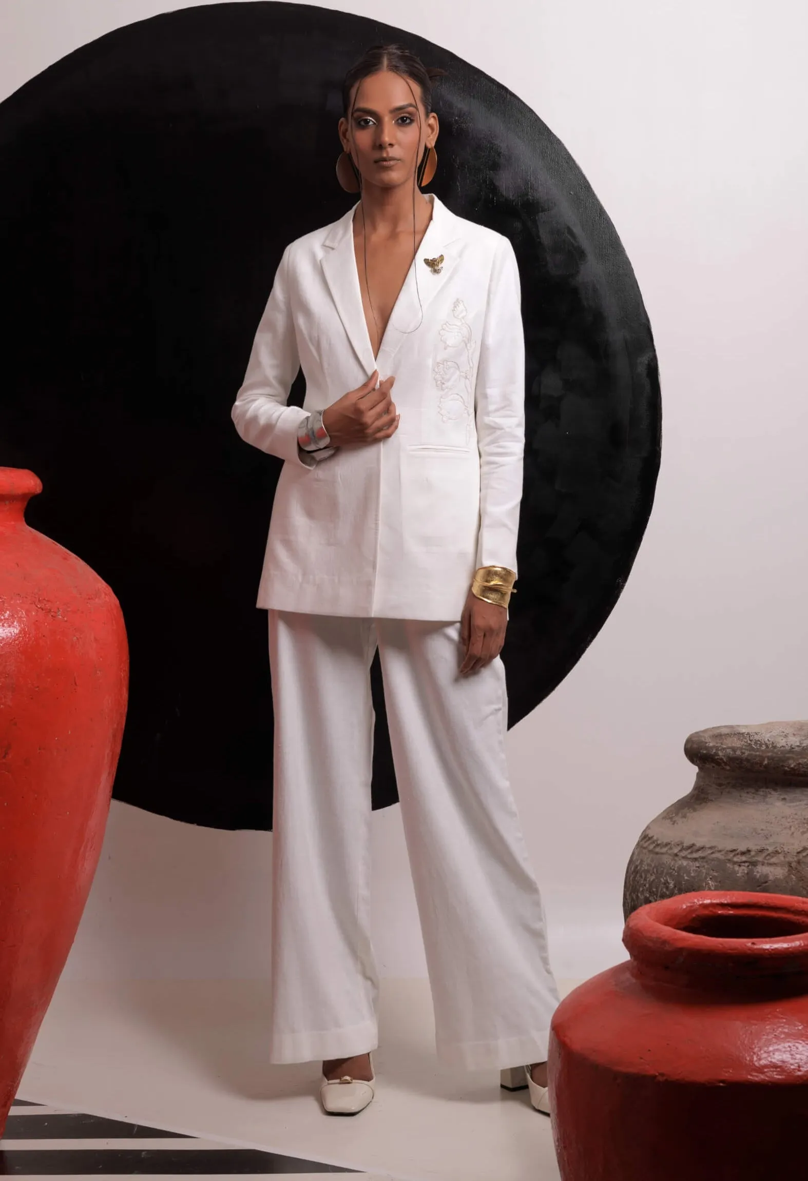 Ethereal ivory blazer and pants