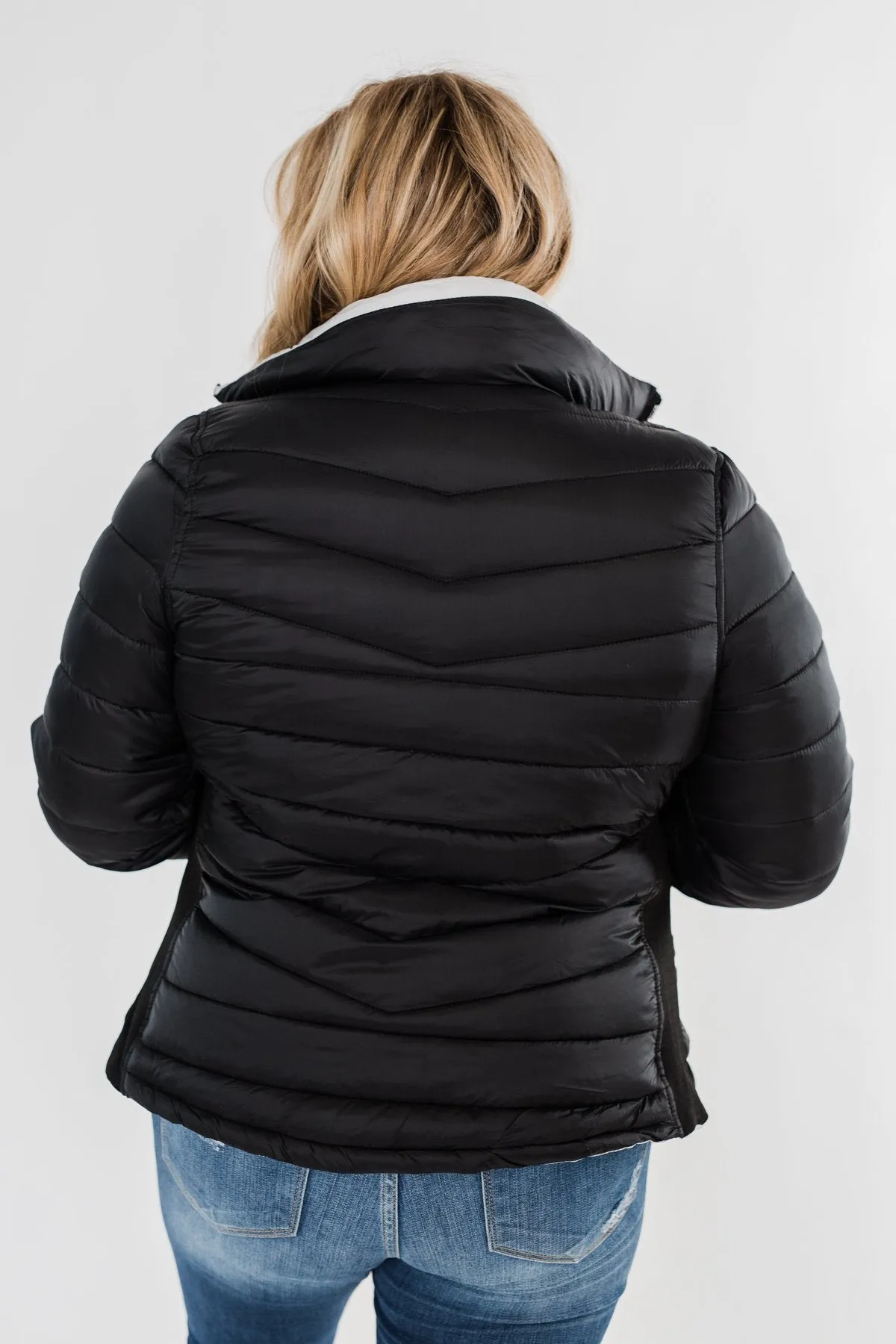 Everything I Want Reversible Puffer Coat- Black & Light Grey