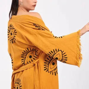 Evil Eye Kimono, Evil Eye Kaftan, Organic Cotton Kimono
