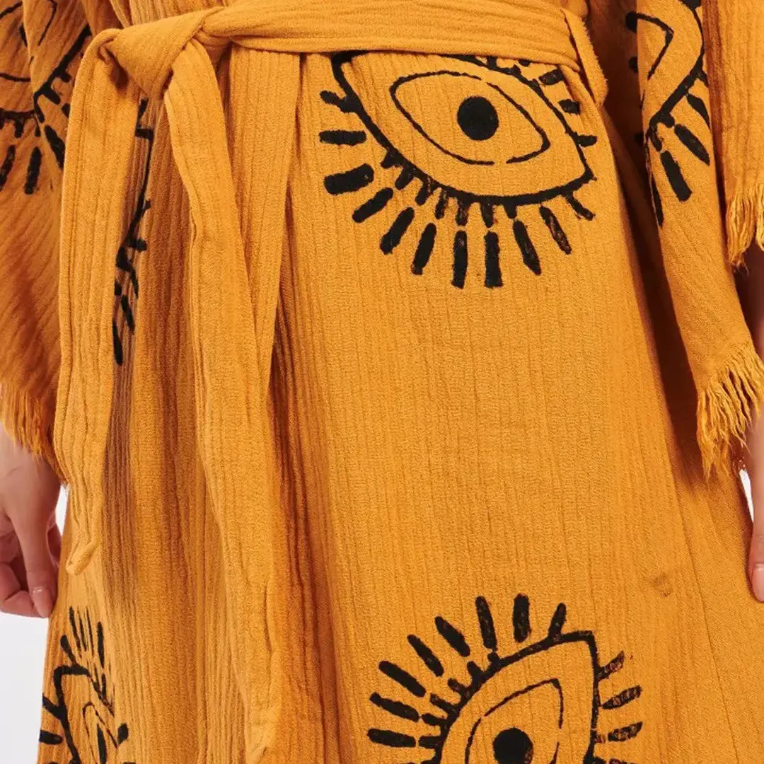 Evil Eye Kimono, Evil Eye Kaftan, Organic Cotton Kimono