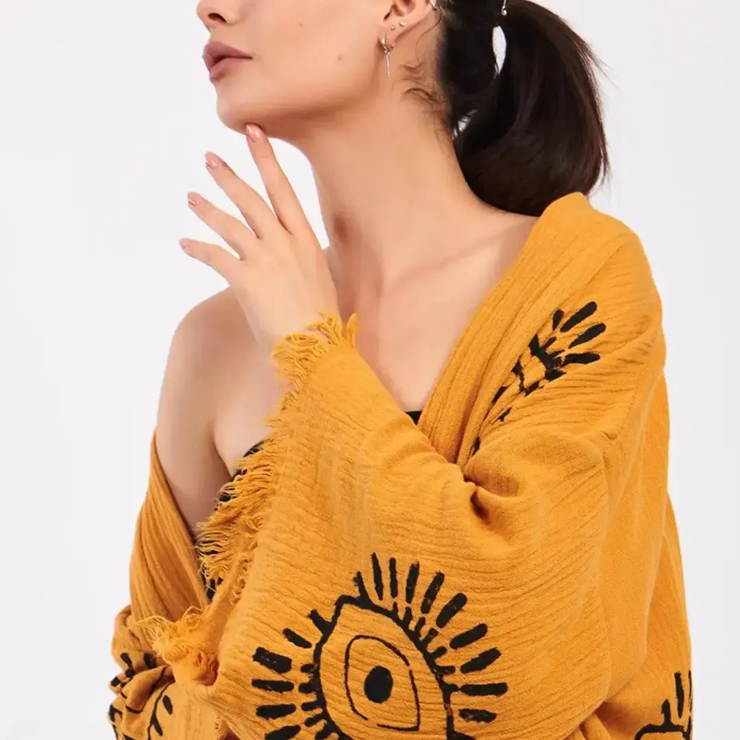 Evil Eye Kimono, Evil Eye Kaftan, Organic Cotton Kimono