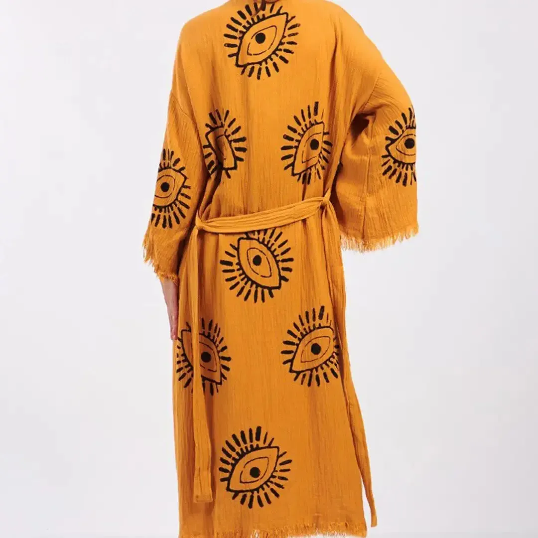 Evil Eye Kimono, Evil Eye Kaftan, Organic Cotton Kimono