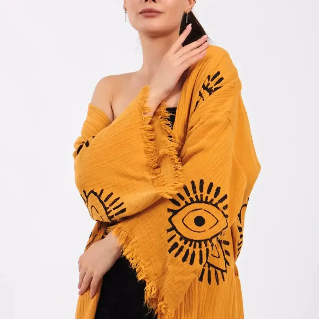 Evil Eye Kimono, Evil Eye Kaftan, Organic Cotton Kimono