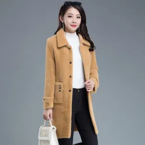 Fashion Noble Mid-length Women's Down Jacket Winter Plus Down Thickening Warm White Duck Down Down Jacket