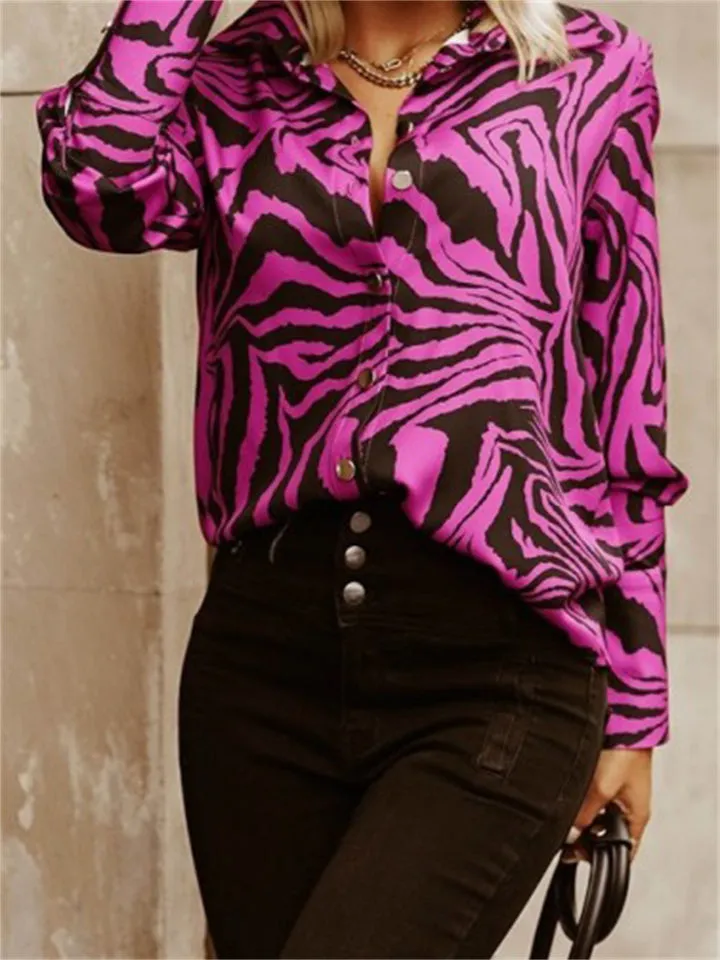 Female Temperament Long Sleeve Commuting Print Shirts