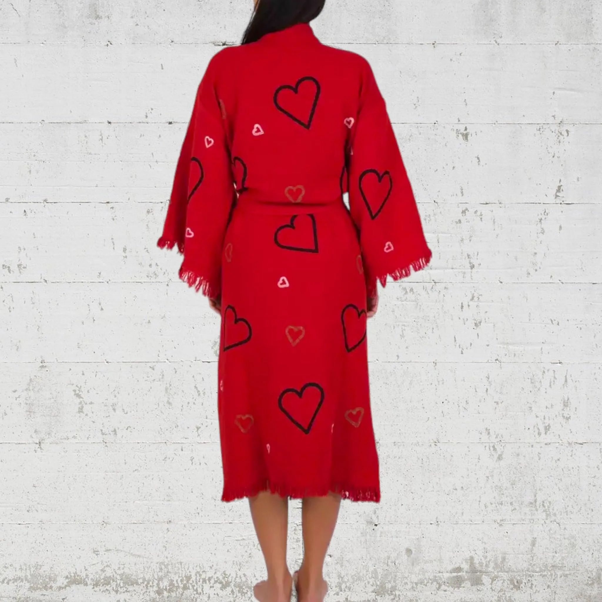 Flaming Hearts Kimono/ Robe