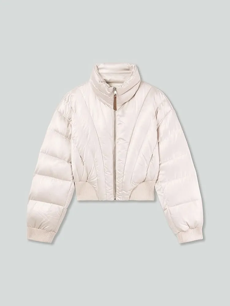 Flannel Neck Puffy Jacket