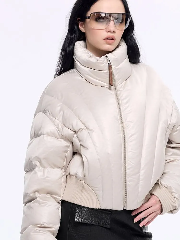 Flannel Neck Puffy Jacket