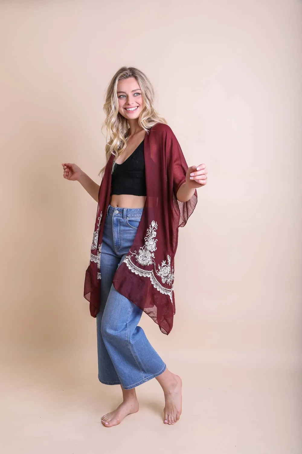 Floral Embroidered Kimonos.