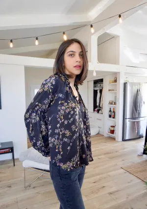 Floral Holiday Long Sleeve Flowy Top