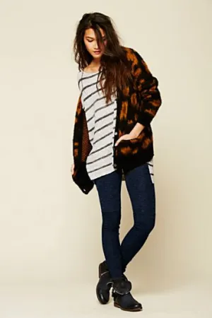 Free People Heather Knit Legging With Rib Scrunchy Ankle Detail | True Blue | Small