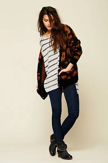 Free People Heather Knit Legging With Rib Scrunchy Ankle Detail | True Blue | Small