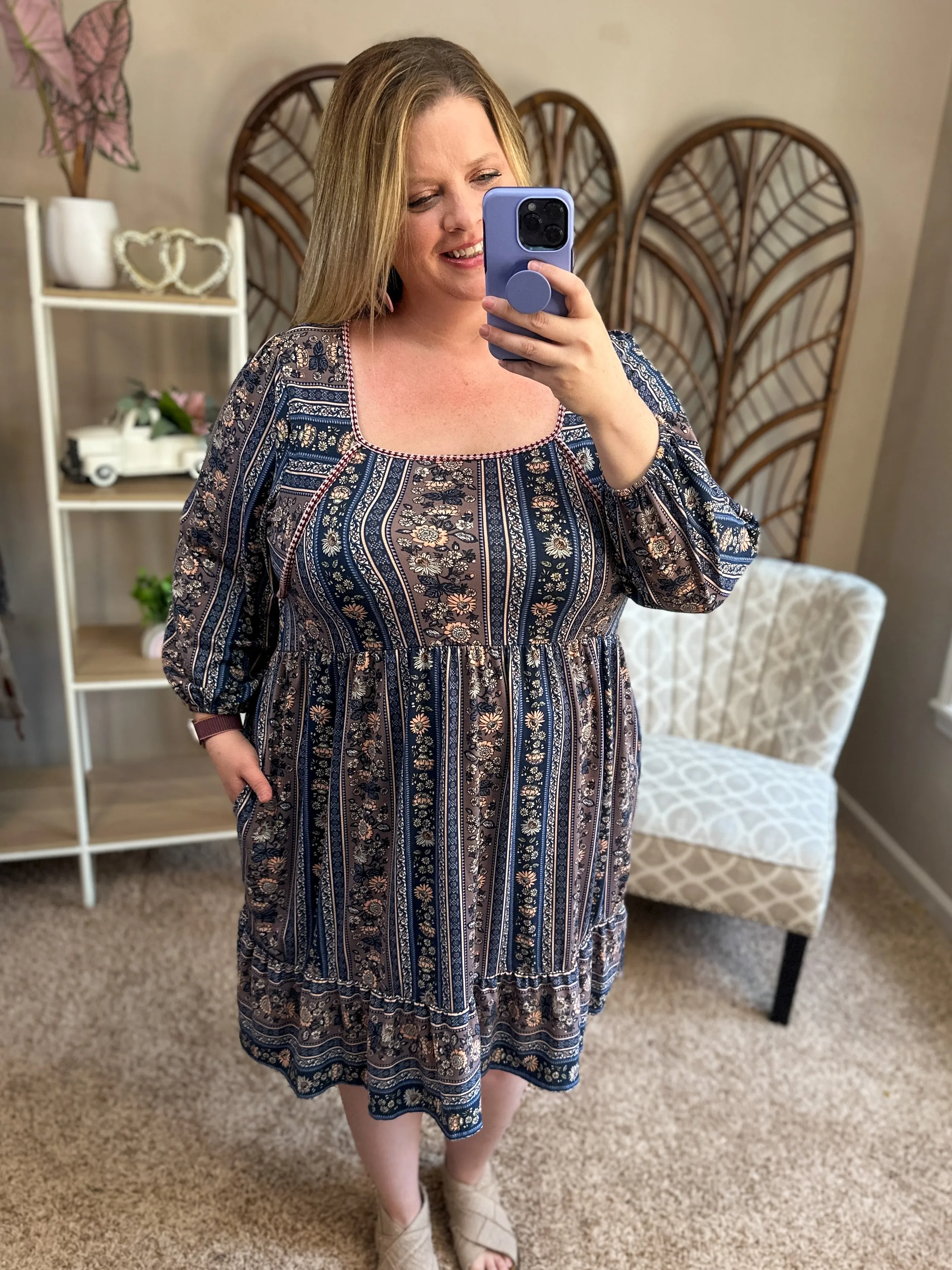 Full of Spirit Dress w/Pockets - Navy