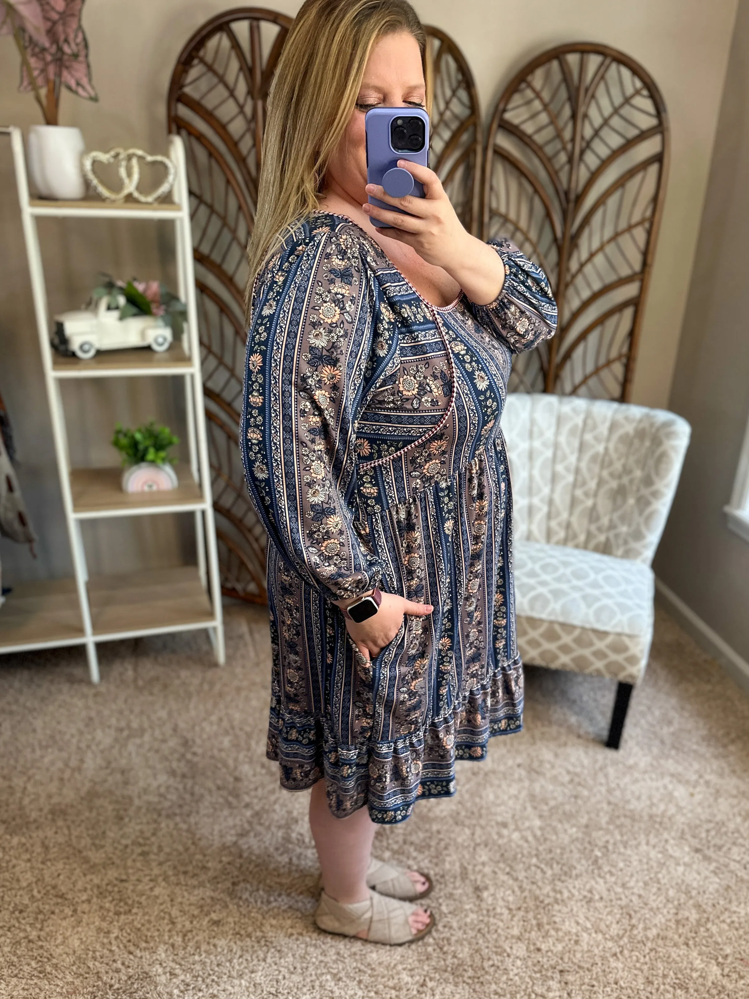 Full of Spirit Dress w/Pockets - Navy