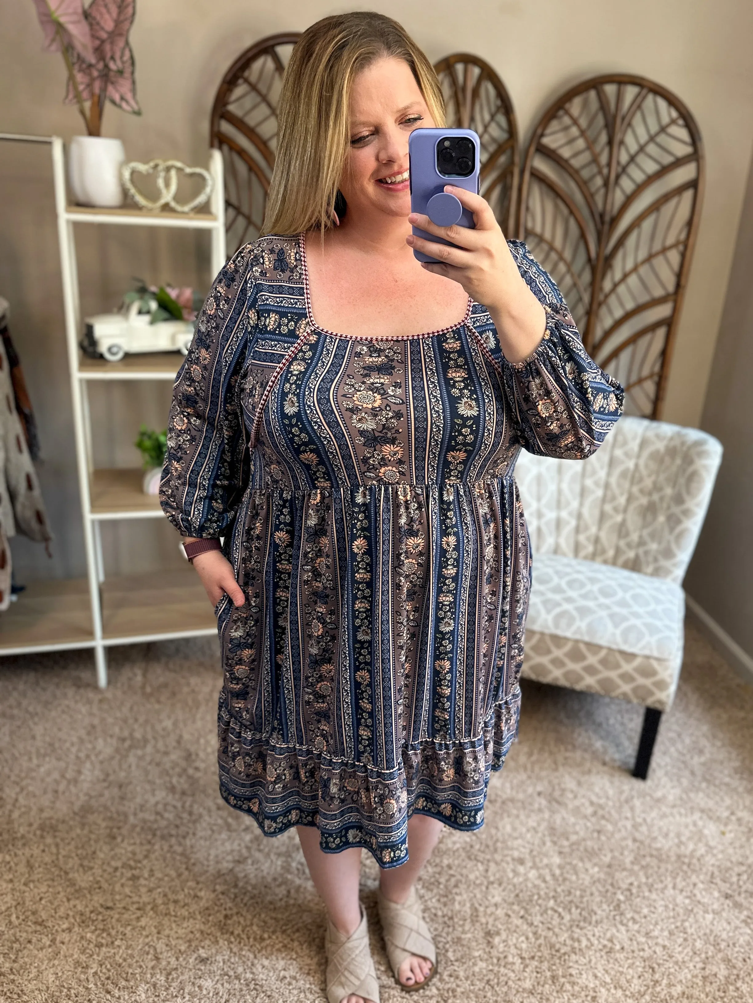 Full of Spirit Dress w/Pockets - Navy