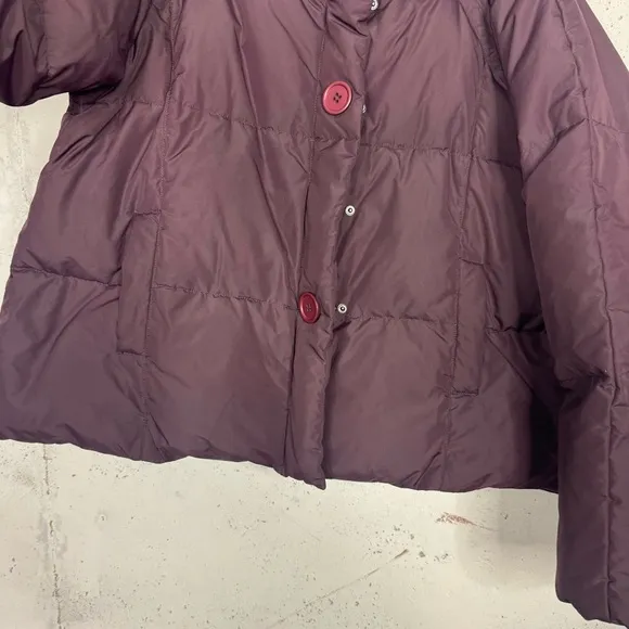 Garnet Hill Down Puffer Jacket Button Front Zipper Coat 18