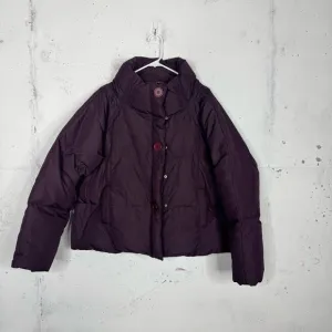 Garnet Hill Down Puffer Jacket Button Front Zipper Coat 18