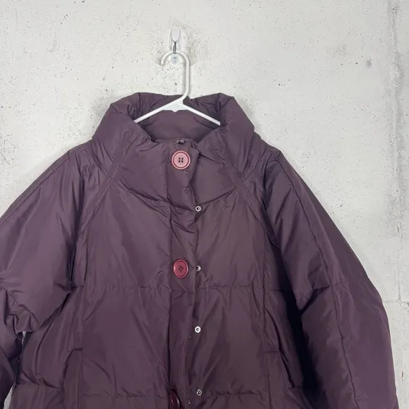 Garnet Hill Down Puffer Jacket Button Front Zipper Coat 18