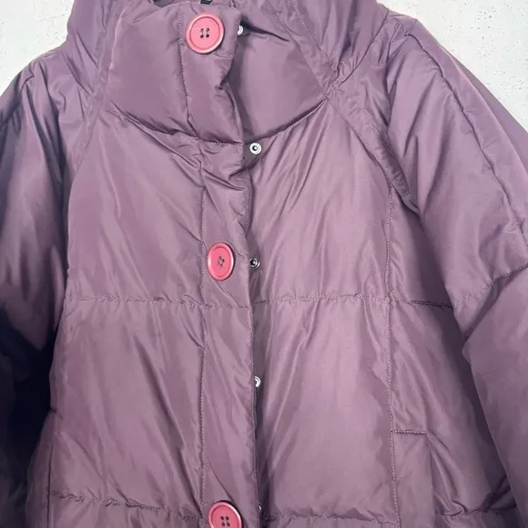 Garnet Hill Down Puffer Jacket Button Front Zipper Coat 18