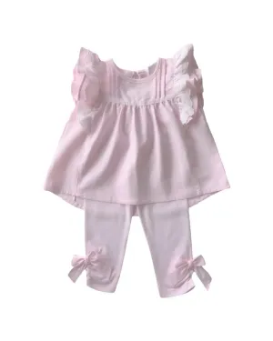 Girls Pink Cotton Legging Set