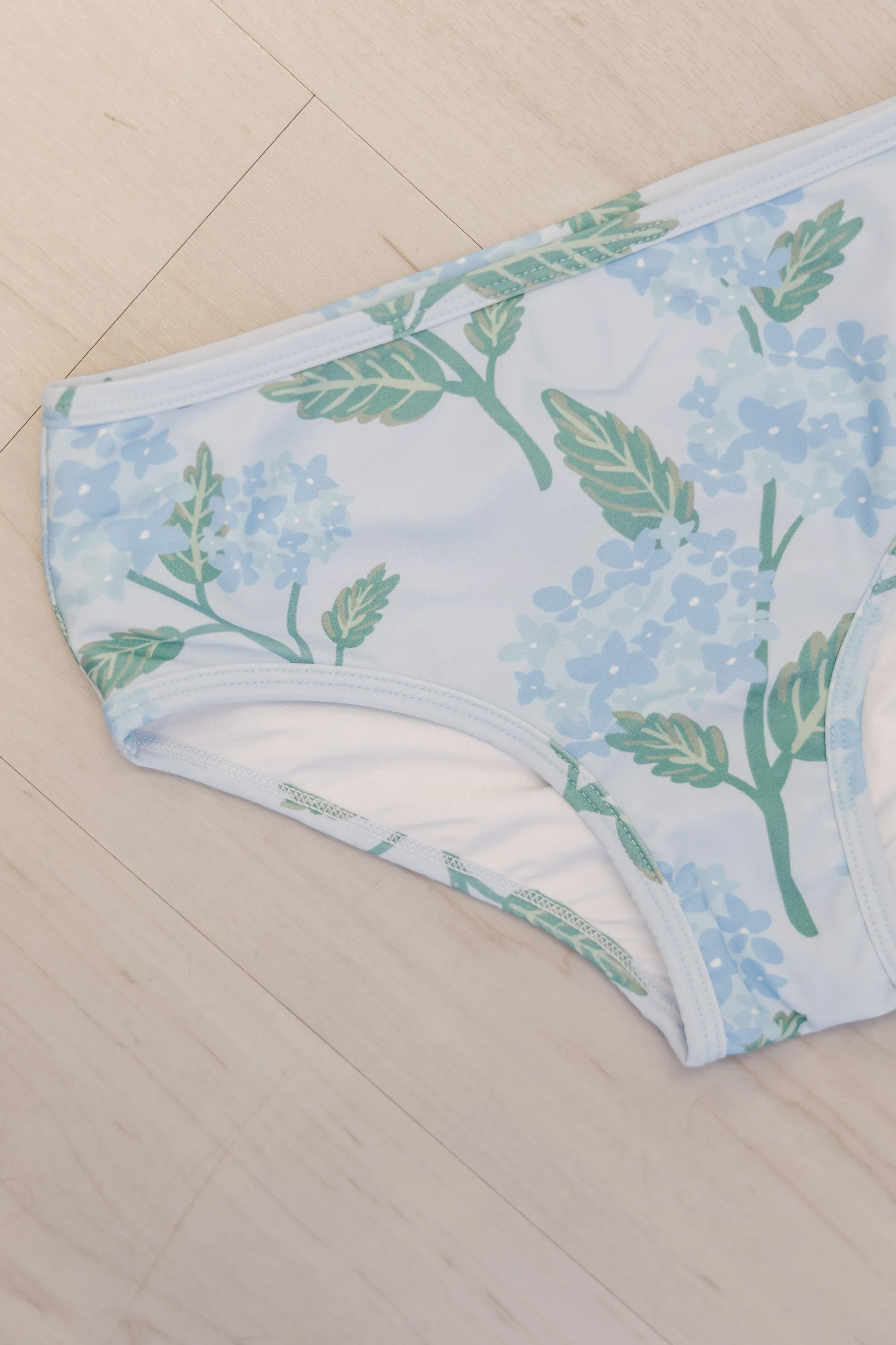 Girls: The Sarah Lynne Light Blue Floral Rashguard Two Piece Swim Suit